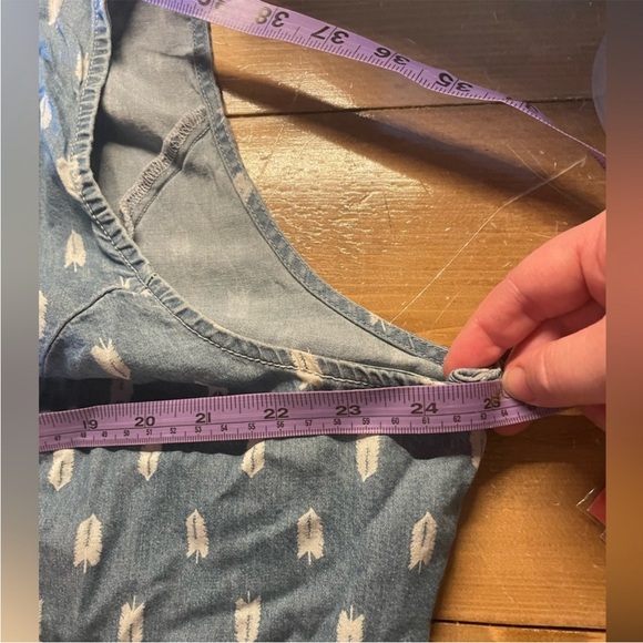 Torrid Feather Print Cotton Denim Chambray Dress - Picture 10 of 10